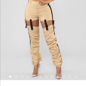 Cargo cut out pants from a fashion nova